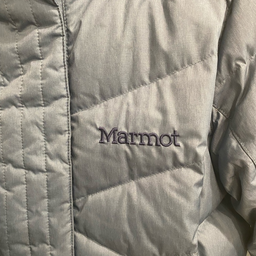 Marmot Women's Pale Blue Quilted Hooded Puffer Coat - Picture 3 of 8